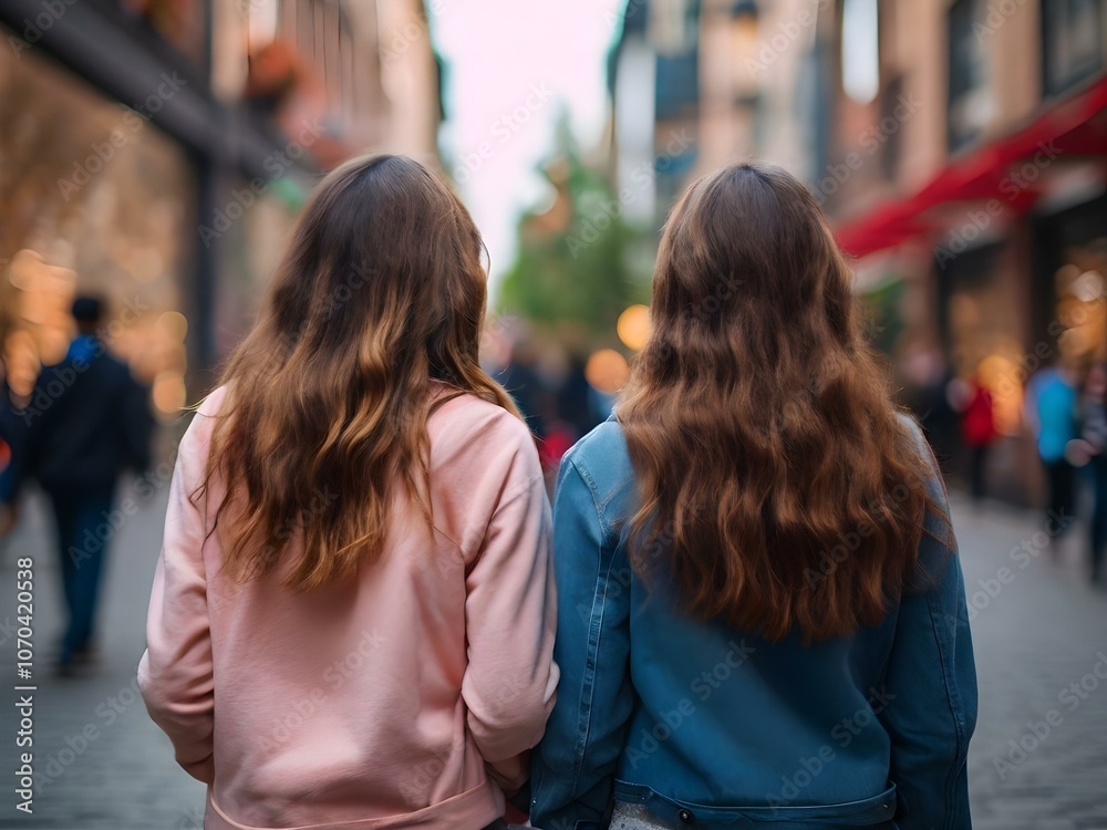 two girls walking in the city two girls walking in the city