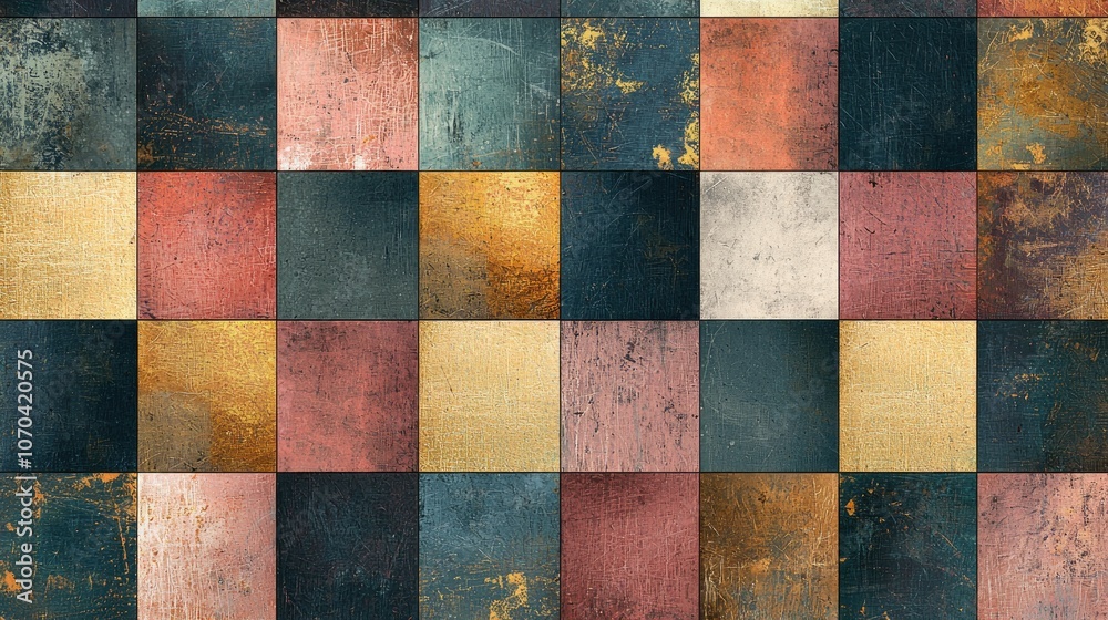 Abstract pattern of colorful square tiles with textured surface. Abstract pattern of colorful square tiles with textured surface.