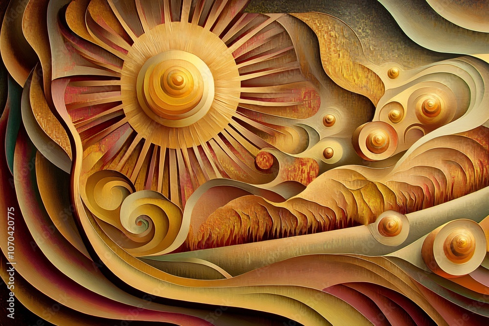 Abstract 3D Layered Patterns in Earth Tones Abstract 3D Layered Patterns in Earth Tones