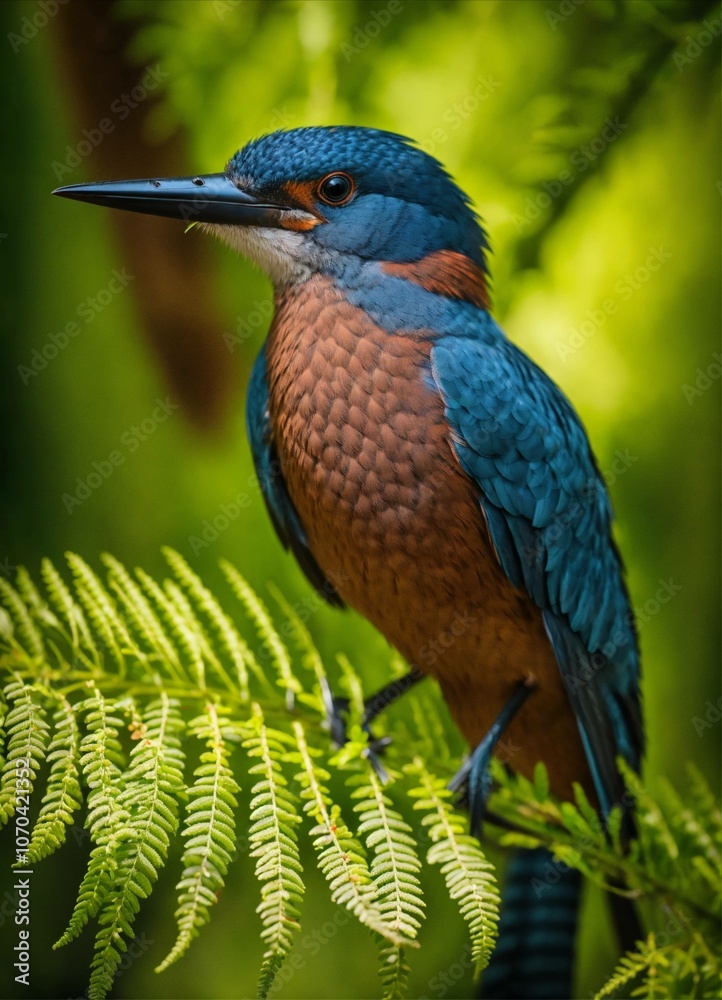 Fototapeta premium Graceful Blue Bird in Its Natural Habitat, Soaring Through Nature Generated by AI
