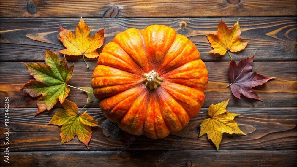 Fresh Hokkaido pumpkin on a wooden table captures autumn's essence, inspiring seasonal recipes, harvest decorations, Fresh Hokkaido pumpkin on a wooden table captures autumn's essence, inspiring seasonal recipes, harvest decorations,