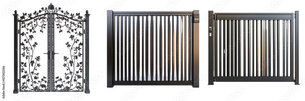 Set of a iron gate isolated on transparent background (2) Set of a iron gate isolated on transparent background (2)