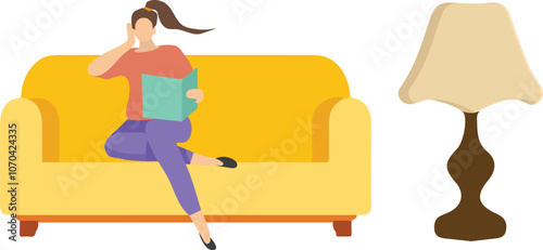 Woman At Home Activities Illustration Versi