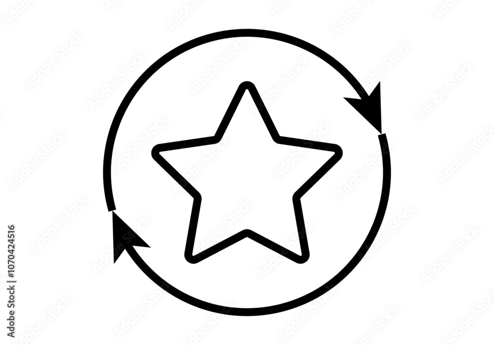 Icono negro de estrella rodeado de flecha circular de retroalimentación Icono negro de estrella rodeado de flecha circular de retroalimentación