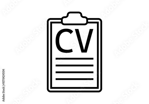 Icono negro de portapapeles con curriculum vitae