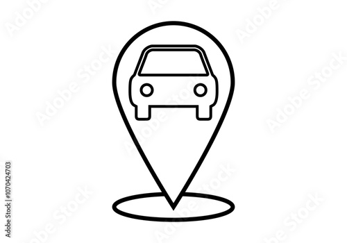 Icono negro de ubicación de coche o aparcamiento