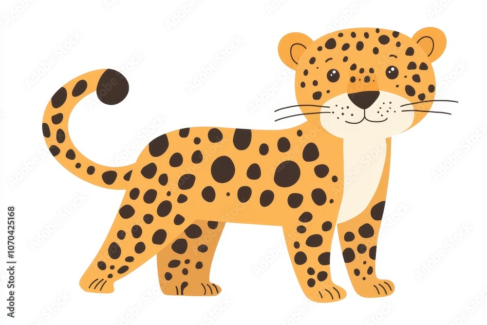 Cute leopard illustration in playful cartoon style inspired by kids' art perfect for children's stories and educational materials Cute leopard illustration in playful cartoon style inspired by kids' art perfect for children's stories and educational materials