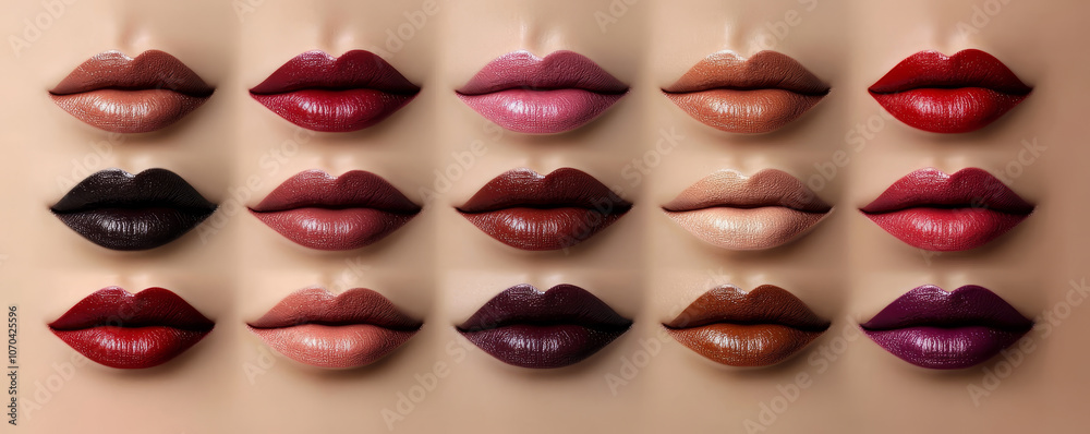 Diverse Lip Colors on Glossy Lips