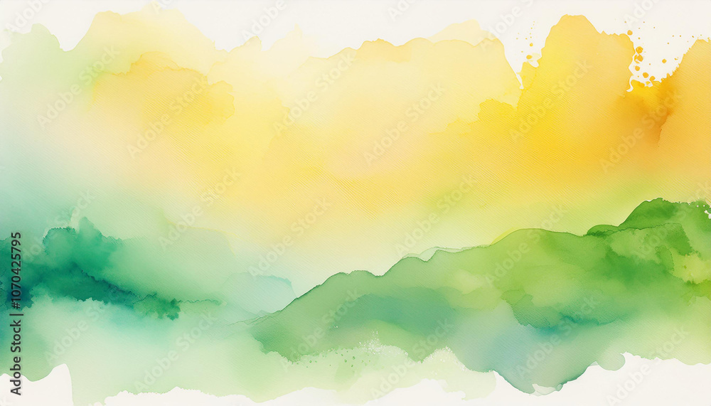 Smooth watercolor gradient from yellow to green on white canvas. Hand drawn art. Smooth watercolor gradient from yellow to green on white canvas. Hand drawn art.