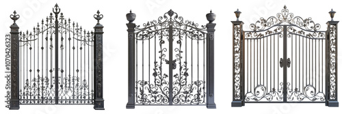 Set of a iron gate isolated on transparent background (5)