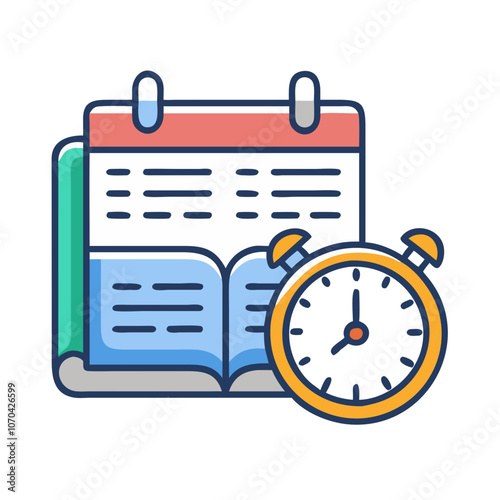 Open book and clock icon for time management and study planning

