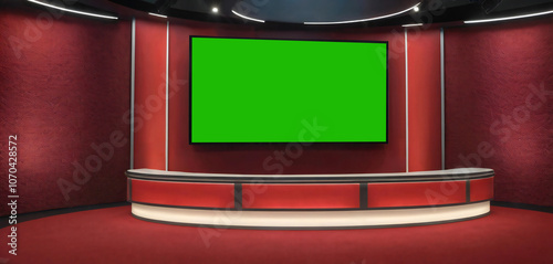 News Studio, Backdrop For TV Shows .TV On Wall.3D Virtual News Studio Background