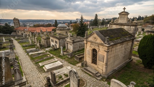 Old Jewish Cemetery Architectural Photography AI Art, Historic Gravestones, Sephardic, Eastern Europe, Ancient Stones,  Synagogue,  Ruins