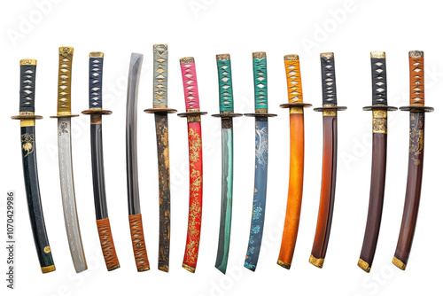 Traditional Scabbards Classic Samurai Swords Isolated On Transparent Background on transparent background photo