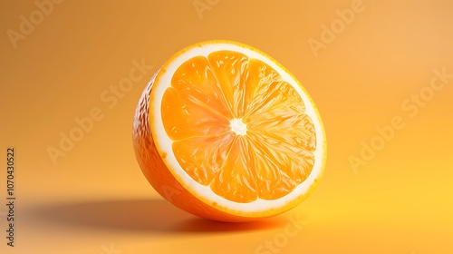 Half-Chopped Orange Showing Juicy Texture and Bright Color 