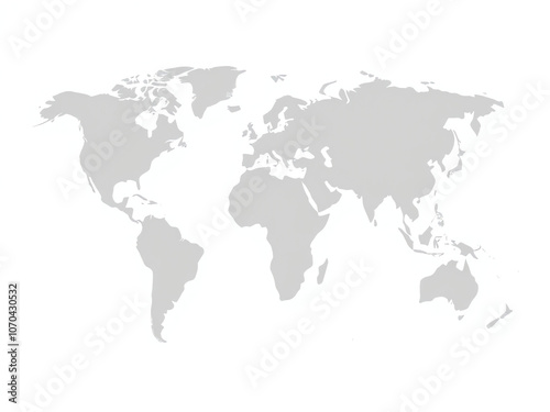 A white world map displayed against a grey background, highlighting geographical outlines and features.