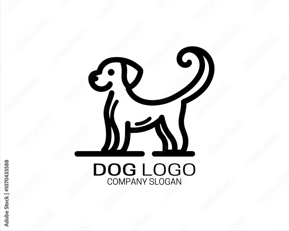 Obraz premium Minimalist lines outline dog logo design icon symbol vector illustration.