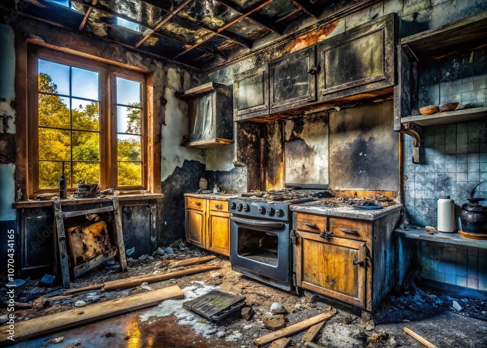 Sooty kitchen ghosts, a double-exposed inferno. Sooty kitchen ghosts, a double-exposed inferno.