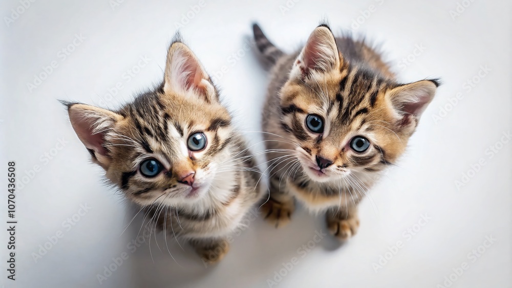 Two Kittens on White Aerial Photography, Cute Kitten Photos, Aerial View of Kittens Two Kittens on White Aerial Photography, Cute Kitten Photos, Aerial View of Kittens