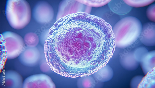 3d rendering of Human cell or Embryonic stem cell microscope background