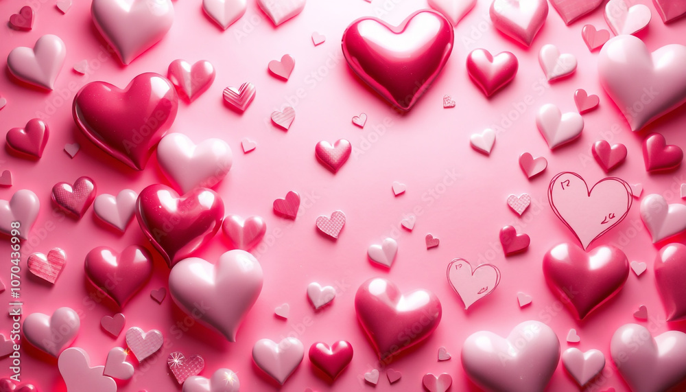 Pink Hearts Valentine's Day Background for Romantic Design Pink Hearts Valentine's Day Background for Romantic Design