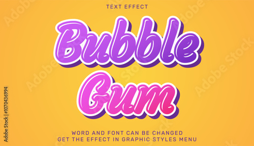 Bubble gum text effect template in 3d design