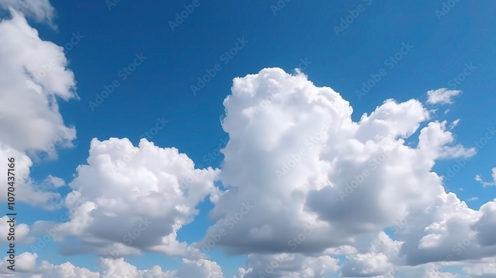 Clear Blue Sky with Fluffy White Clouds