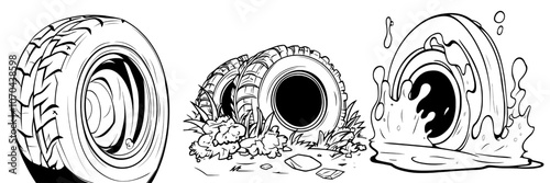 A round circle with a floral pattern denoting a car wheel