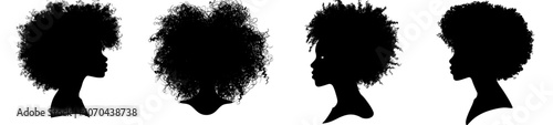 The Afro hair icon is flat and is on white background. There is a curve in the head. Afro hair symbol.