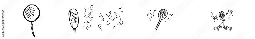 Illustration with black and white style of MIC Doodle art. Illustration with black and white style of MIC Doodle art.
