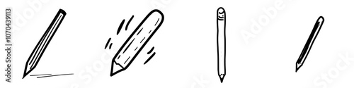 An icon of a wooden pencil symbol in a blue color. Modern style.