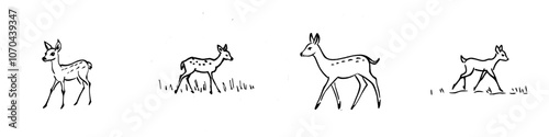 Invision of a deer line art icon. Line drawing of a deer in one continuous line. Illustration of a deer in one continuous line.