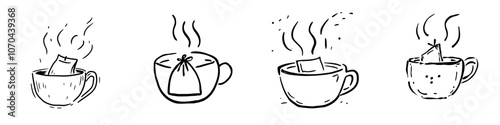 Icon of a cup of tea with a tea bag brewing and cooking.