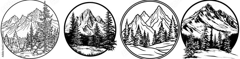 Obraz premium An ideal illustration for a T-shirt graphics - Mountain Range - High Quality Modern Logo