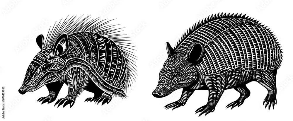 Obraz premium A logo designed with intricate noir armadillos