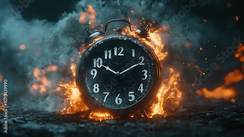 Wallpaper Mural The clock ticks as flames erupt around it Torontodigital.ca