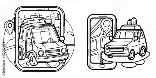 Icon representing a car, associated with transportation and ride sharing.