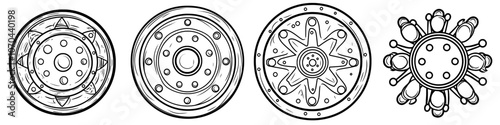 Icon in circle round black color of car clutch basket cover cohesion transmission vehicle part kit repair service icon in solid outline style in a circular black color modern illustration