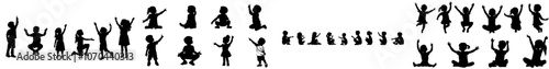 Silhouettes of toddlers in various poses