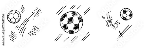 Drawing style doodles of a ball bounce illustration