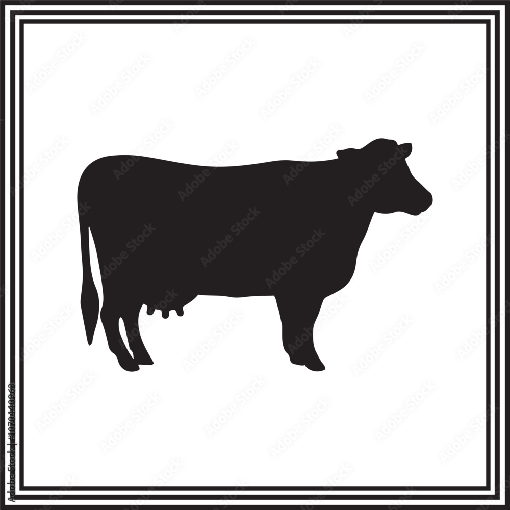 Cow icon isolated vector, silhouette of wild animal. Cow icon isolated vector, silhouette of wild animal.