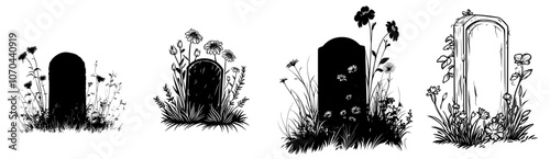 This cute funeral art gravestone tombstone is a fun illustration in PNG format