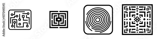 Autumn corn maze line icon. Black contour illustration with an autumn corn maze sign.