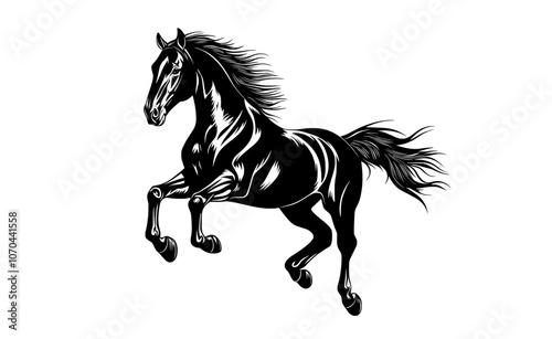 Silhouette of a cute horse modern illustration