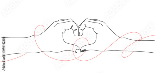 two hand with love line art vector. romantic young couple illustration