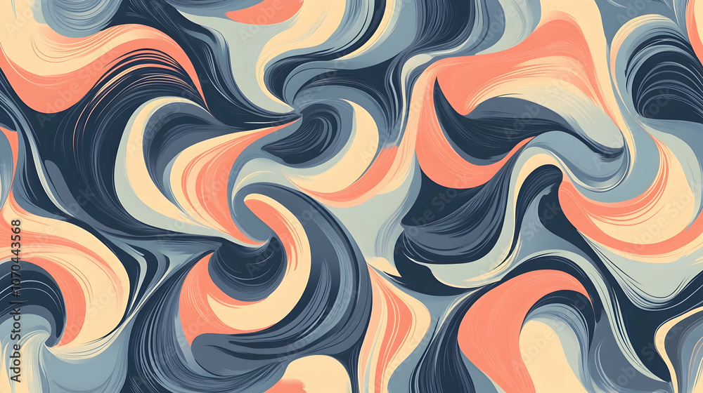 Abstract swirling pattern in blue, orange, and white. Abstract swirling pattern in blue, orange, and white.