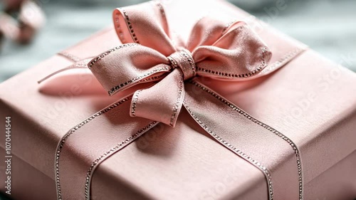 Pink Gift Box with Bow, present, ribbon, satin, elegant, luxury