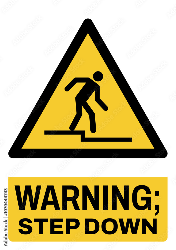 ISO warning safety signs tex variation_warning ; step down_portrait size a4/a3/a2/a1 ISO warning safety signs tex variation_warning ; step down_portrait size a4/a3/a2/a1
