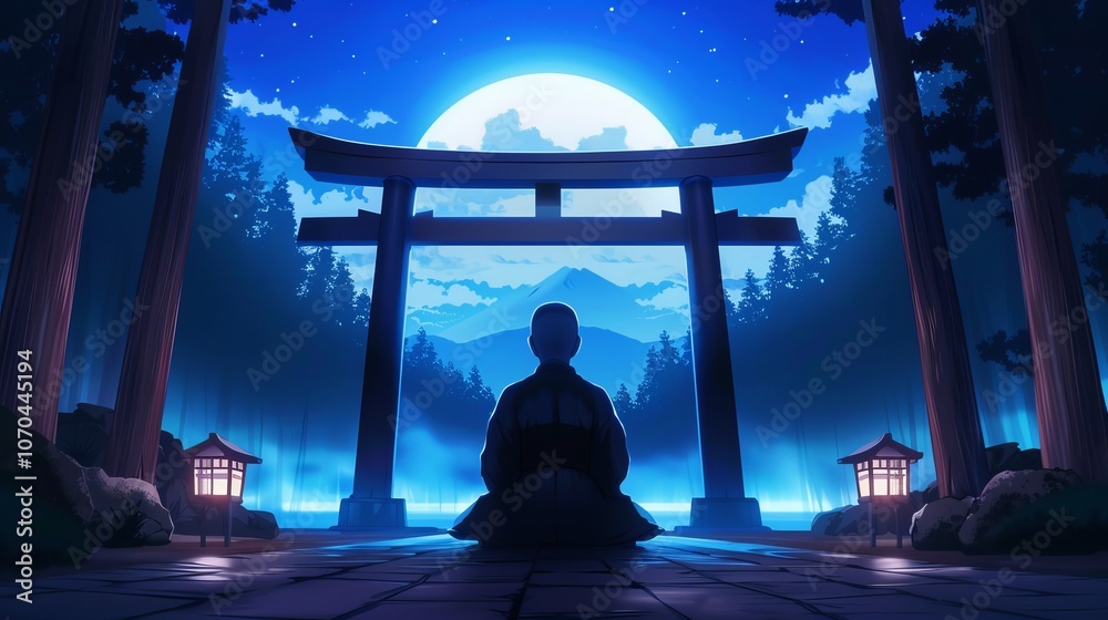 Experiencing the Kannamesai Ceremony under the full moon at a serene Japanese shrine Experiencing the Kannamesai Ceremony under the full moon at a serene Japanese shrine