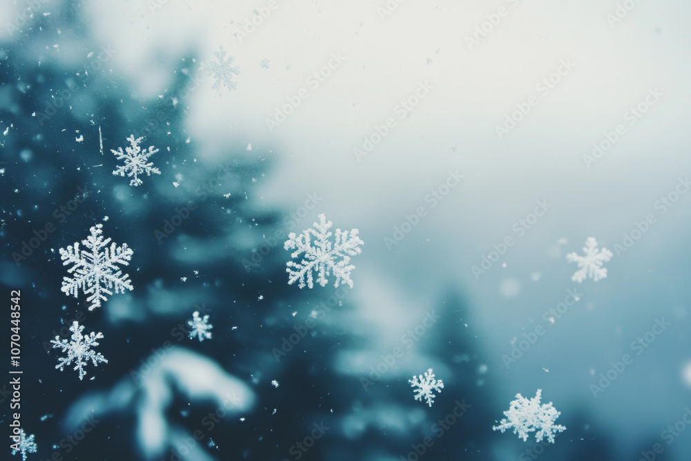 Macro Shot of Intricate Snowflakes in Winter Macro Shot of Intricate Snowflakes in Winter